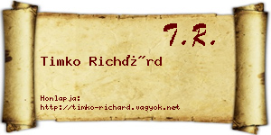 Timko Richárd névjegykártya